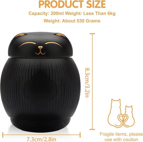 Cat Urns for Ashes,Pet Urns for Cats Box, Cat Cremation Urns Cremation Keepsake,Cat Memorial Urn for Remembering,Black Pets Ceramics Ashes Box,Funeral Urn Ashes Keepsake in Kuwait