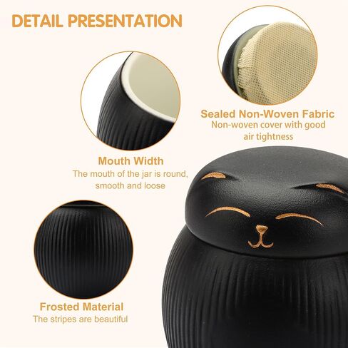 Cat Urns for Ashes,Pet Urns for Cats Box, Cat Cremation Urns Cremation Keepsake,Cat Memorial Urn for Remembering,Black Pets Ceramics Ashes Box,Funeral Urn Ashes Keepsake in Kuwait