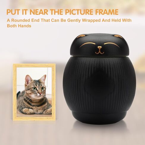 Cat Urns for Ashes,Pet Urns for Cats Box, Cat Cremation Urns Cremation Keepsake,Cat Memorial Urn for Remembering,Black Pets Ceramics Ashes Box,Funeral Urn Ashes Keepsake in Kuwait