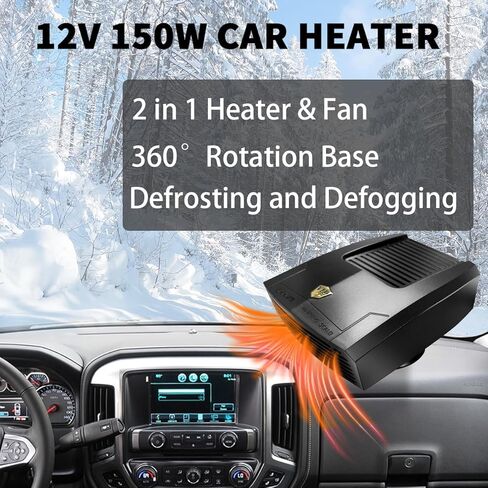 سخانات السيارة للمركبة 12 فولت، مزيل ضباب الزجاج الأمامي المحمول الذي يتم توصيله بولاعة السجائر، 150 وات in Kuwait