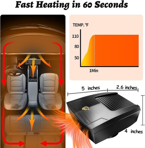 سخانات السيارة للمركبة 12 فولت، مزيل ضباب الزجاج الأمامي المحمول الذي يتم توصيله بولاعة السجائر، 150 وات in Kuwait