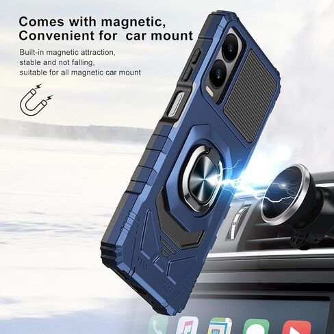 for Cricket Icon 6 / ATT Verge Case with 1 Pack Screen Protector,Dual Layer Hybrid Heavy Duty Defender Protection,Sleek Rugged Reinforced Cushion Corner Kickstand Shockproof Bumper Cover Blue in Kuwait