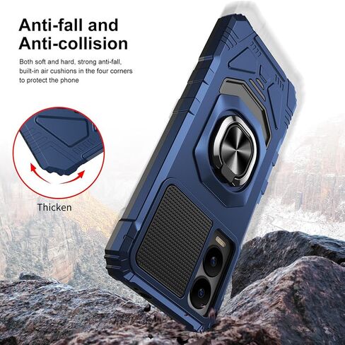for Cricket Icon 6 / ATT Verge Case with 1 Pack Screen Protector,Dual Layer Hybrid Heavy Duty Defender Protection,Sleek Rugged Reinforced Cushion Corner Kickstand Shockproof Bumper Cover Blue in Kuwait