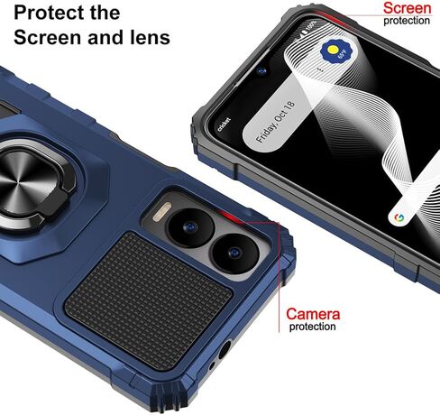 for Cricket Icon 6 / ATT Verge Case with 1 Pack Screen Protector,Dual Layer Hybrid Heavy Duty Defender Protection,Sleek Rugged Reinforced Cushion Corner Kickstand Shockproof Bumper Cover Blue in Kuwait