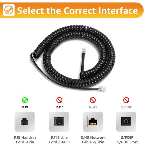 Uvital 13FT Phone Cords for Landline, 1 Pack Phone Line Cord with R9 4P4C Plug, Black Telephone Handset Cord(Coiled Length: 1.5FT, Fully Stretched Length: 13FT), Telephone Chord for Office or Home in Saudi Arabia