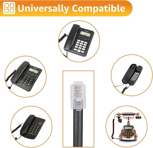 Uvital 13FT Phone Cords for Landline, 1 Pack Phone Line Cord with R9 4P4C Plug, Black Telephone Handset Cord(Coiled Length: 1.5FT, Fully Stretched Length: 13FT), Telephone Chord for Office or Home in Saudi Arabia