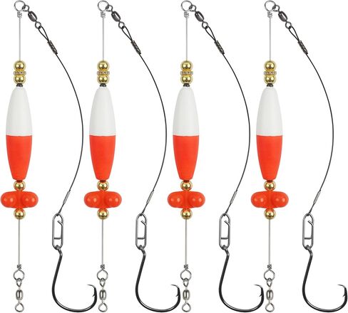 Catfish Rig Catfish Float Rigs, Catfishing Tackle Floats with Rattler Catfishing Equipment, 4pcs Santee Cooper Rigs for Catfish Fishing 8/0 Circle Hooks for Peg Floats Catfish Rig for Bank Fishing in Kuwait
