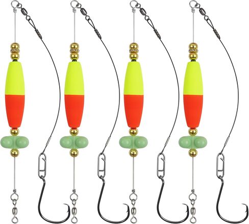Catfish Rig Catfish Float Rigs, Catfishing Tackle Floats with Rattler Catfishing Equipment, 4pcs Santee Cooper Rigs for Catfish Fishing 8/0 Circle Hooks for Peg Floats Catfish Rig for Bank Fishing in Kuwait