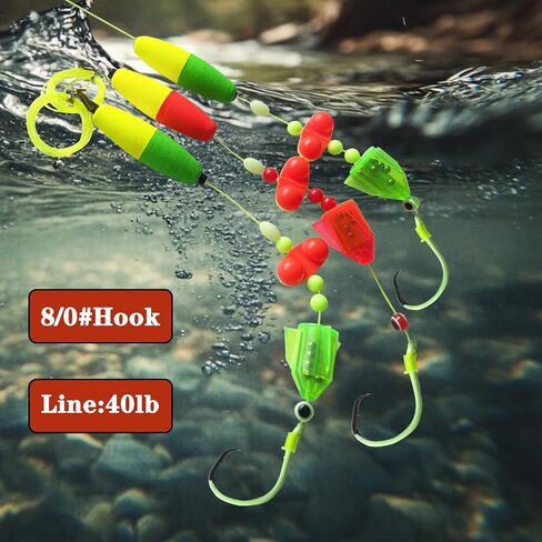 Catfish Rigs Catfish Rig,Catfish Floats with Rattles 6/0 8/0 10/0 Circle Hooks Santee Rig Catfish Fishing Tackle 3pcs/Set in Saudi Arabia