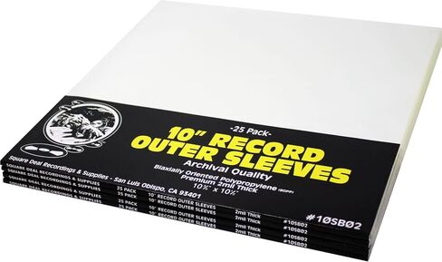 10" Record Outer Sleeves - Super Clear Premium 2 Mil Thick - Archival Quality BOPP - 10SB02 (25) in Saudi Arabia