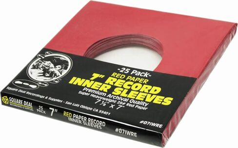 (25) 7" 45rpm Red Vinyl Record Inner Sleeves - Archival Quality, Super Heavyweight 29# Paper with Hole - 07IWRE in Saudi Arabia