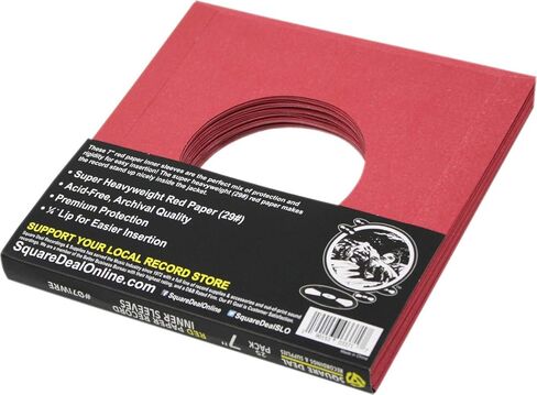 (25) 7" 45rpm Red Vinyl Record Inner Sleeves - Archival Quality, Super Heavyweight 29# Paper with Hole - 07IWRE in Saudi Arabia