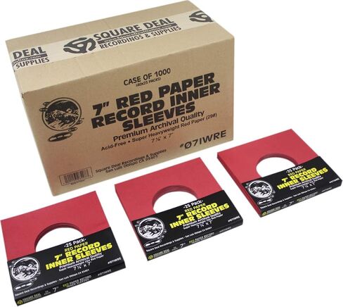(25) 7" 45rpm Red Vinyl Record Inner Sleeves - Archival Quality, Super Heavyweight 29# Paper with Hole - 07IWRE in Saudi Arabia