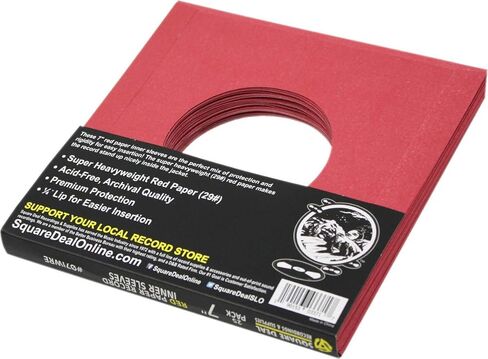 (25) 7" 45rpm Red Vinyl Record Inner Sleeves - Archival Quality, Super Heavyweight 29# Paper with Hole - 07IWRE in Saudi Arabia