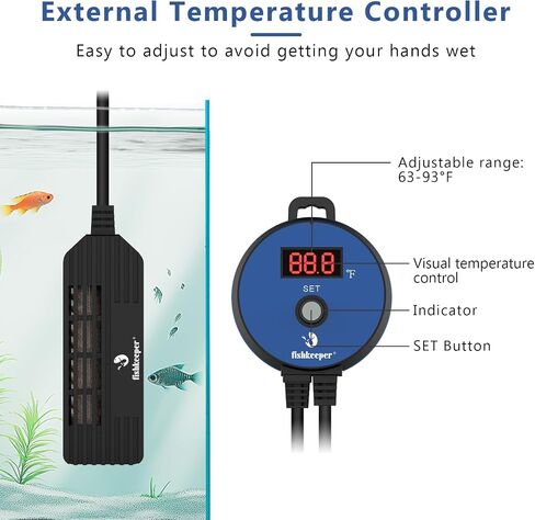 Small Aquarium Heater, Submersible Betta Fish Tank Heater 25W with LED Digital Display Controller Adjustable Temperature for Saltwater and Freshwater up to 5 Gallon in Saudi Arabia