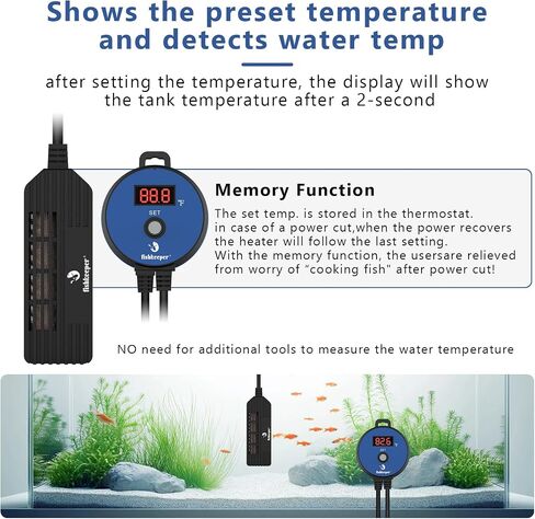 Small Aquarium Heater, Submersible Betta Fish Tank Heater 25W with LED Digital Display Controller Adjustable Temperature for Saltwater and Freshwater up to 5 Gallon in Saudi Arabia