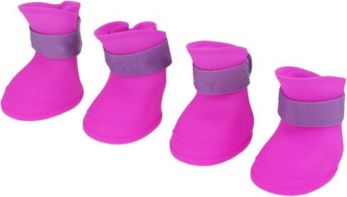 4pcs Puppy Dogs Anti-Slip Waterproof Silicone Rain Shoes Boots Paws Cover Rubber Waterproof Anti-Slip Silicone Galoshes(M-Black) Dog Apparel in Saudi Arabia