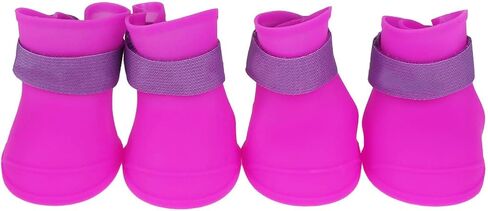 4pcs Puppy Dogs Anti-Slip Waterproof Silicone Rain Shoes Boots Paws Cover Rubber Waterproof Anti-Slip Silicone Galoshes(M-Black) Dog Apparel in Saudi Arabia