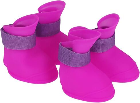 4pcs Puppy Dogs Anti-Slip Waterproof Silicone Rain Shoes Boots Paws Cover Rubber Waterproof Anti-Slip Silicone Galoshes(M-Black) Dog Apparel in Saudi Arabia