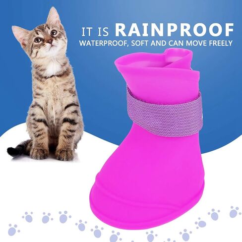 4pcs Puppy Dogs Anti-Slip Waterproof Silicone Rain Shoes Boots Paws Cover Rubber Waterproof Anti-Slip Silicone Galoshes(M-Black) Dog Apparel in Saudi Arabia