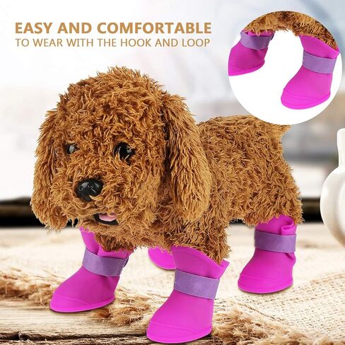 4pcs Puppy Dogs Anti-Slip Waterproof Silicone Rain Shoes Boots Paws Cover Rubber Waterproof Anti-Slip Silicone Galoshes(M-Black) Dog Apparel in Saudi Arabia