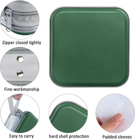 CD Case, 40 Capacity CD/DVD Case Holders Wallet Hard Plastic DVD Disc Cases Storage Binder for Car Home Office Travel (Dark Green) in Saudi Arabia