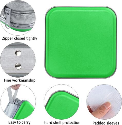 CD Case, 40 Capacity CD/DVD Case Holders Wallet Hard Plastic DVD Disc Cases Storage Binder for Car Home Office Travel (Dark Green) in Saudi Arabia