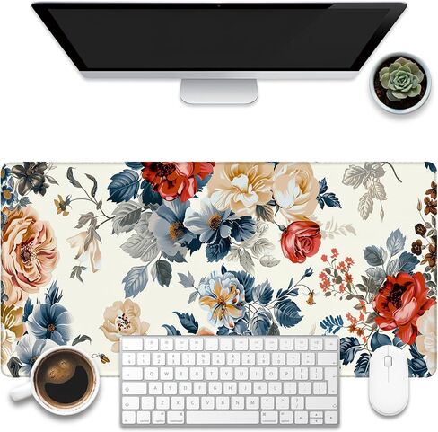 Desk Pad,Flying Blue Butterfly Desk Mat,Pink Cherry Blossom Branches Large Gaming Mouse Pad for Desk,31.5"x15.7" Extended Big Computer Keyboard Mouse Pad with Non-Slip Base and Stitched Edge in Saudi Arabia
