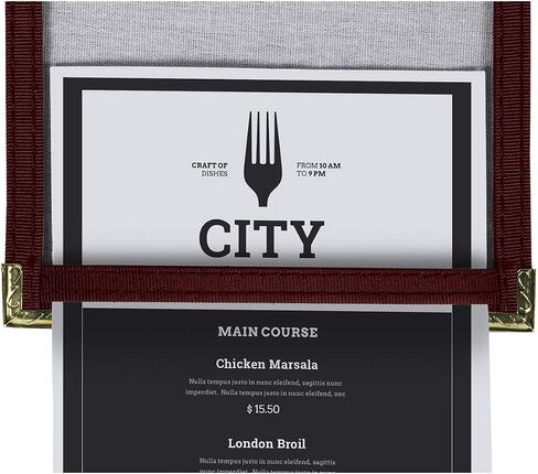 LUXPaper Menu Sleeves | Nylon Edges | Gold Corners | 8 1/2" x 14" | Burgundy | 5 Qty in Saudi Arabia