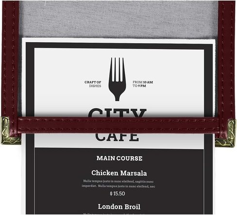 LUXPaper Menu Sleeves | Nylon Edges | Gold Corners | 8 1/2" x 14" | Burgundy | 5 Qty in Saudi Arabia