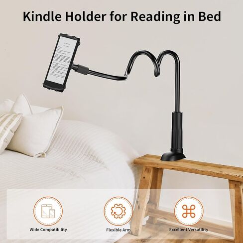 Gooseneck Kindle Holder for Reading in Bed - [Anti-Slip] Phone Holder for Bed, Kindle Stand Accessories 2024, for iPad Mini Stand for Desk, for Kindle Paperwhite Oasis Tablets 4-10.5 inches in Kuwait
