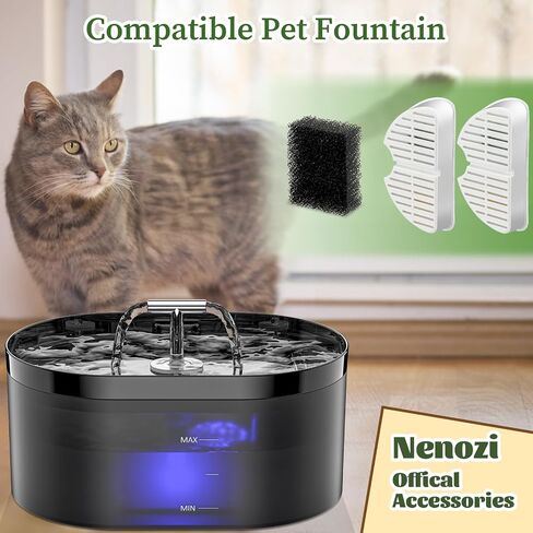 3 Pack Replacement Filters & 3 Pack Replacement Pre-Filter Sponges for 2.2L/74oz Automatic Pet Water Fountain Stainless Steel Cat Water Fountain Replacement Cat Drinking Fountain Filters（ white） in Saudi Arabia