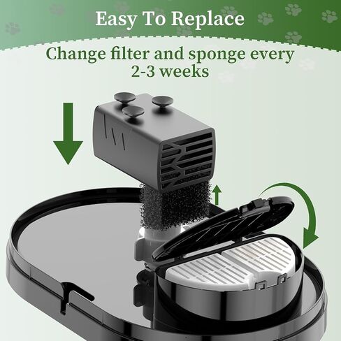 3 Pack Replacement Filters & 3 Pack Replacement Pre-Filter Sponges for 2.2L/74oz Automatic Pet Water Fountain Stainless Steel Cat Water Fountain Replacement Cat Drinking Fountain Filters（ white） in Saudi Arabia