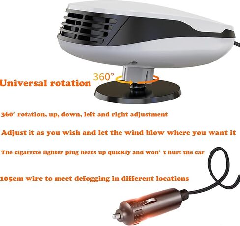 سخان سيارة محمول، 2023 ترقية مروحة سخان تلقائي، مزيل ضباب السيارة، تسخين سريع مزيل الصقيع بسرعة 150 وات 12 فولت مروحة سخان سيراميك أوتوماتيكية 3 منافذ توصيل في ولاعة السجائر in Kuwait