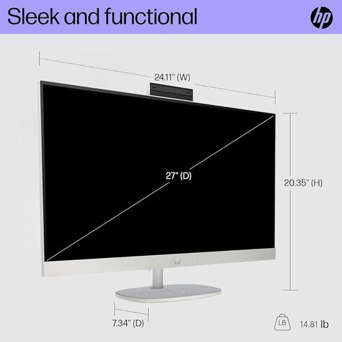 HP 27 inch All-in-One Touchscreen Desktop, Intel 12-core Ultra 7 155U, 32GB DDR5 RAM, 2TB SSD, Windows 11 Pro & Microsoft Office Lifetime License, Wireless KB & Mouse, Adjustable Height, HD Webcam in Saudi Arabia