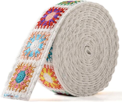 2 Inch Cotton Webbing, Crochet Flower Webbing 5 Yard, Webbing Strap for Bags, Arts and Crafts in Saudi Arabia