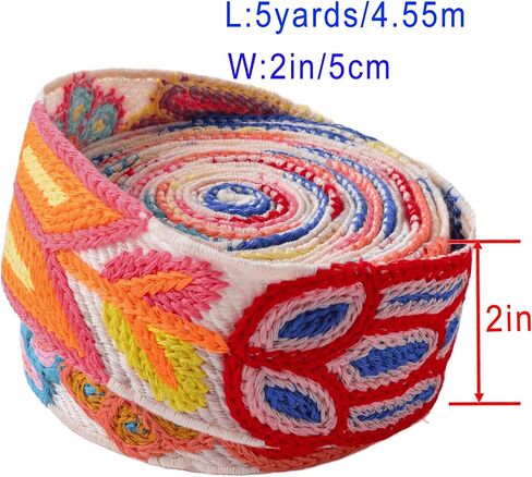 2 Inch Cotton Webbing, Crochet Flower Webbing 5 Yard, Webbing Strap for Bags, Arts and Crafts in Saudi Arabia