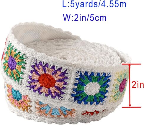 2 Inch Cotton Webbing, Crochet Flower Webbing 5 Yard, Webbing Strap for Bags, Arts and Crafts in Saudi Arabia