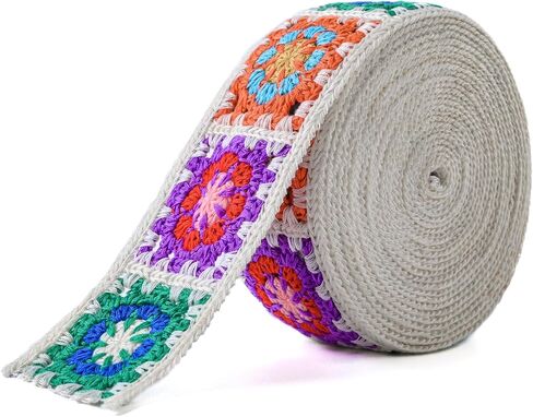 2 Inch Cotton Webbing, Crochet Flower Webbing 5 Yard, Webbing Strap for Bags, Arts and Crafts in Saudi Arabia