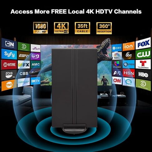 هوائي تلفزيون مطور 2024 - هوائي رقمي داخلي/خارجي بنطاق 1 كيلو ميل للتلفزيونات الذكية/القديمة، استقبل القنوات المحلية بدقة 4K و1080 بكسل HDTV، ويتميز بمعزز إشارة مكبر الصوت وكابل محوري سميك -32 in Kuwait