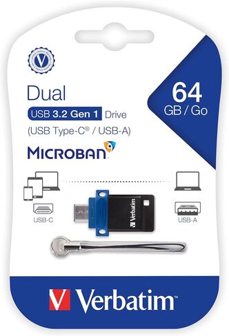 Verbatim 32GB Store ‘n’ Go Dual OTG USB 3.2 Gen 1 Flash Drive for USB-C Devices – 2 in 1 Type C Thumb Drive in Kuwait