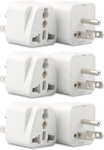 Europe to US Plug Adapter, 6 Pack UK to US Plug Adapter, India to US Plug Adapter, Universal Travel Adapter for USA, Europe Australia UK Italy to American Outlet Plug Adapter-Type B in Saudi Arabia