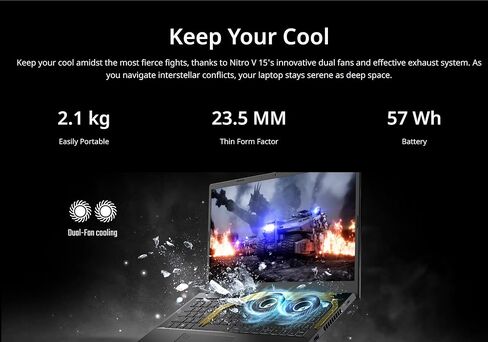 acer Nitro V 15.6" FHD 144Hz Gaming Laptop | Intel 10-Core i7-13620H | NVIDIA GeForce RTX 4060|Backlit | Black | 16GB RAM DDR5 | 512GB SSD | Windows 11 Home |Bundle with USB 3.0 Hub in Saudi Arabia