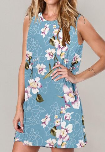 Alaster Women’s Tank Casual Dress Summer Loose Striped T-Shirt Dresses Sleeveless Sundress with Pockets in Kuwait