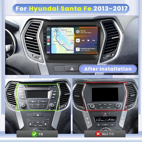 Hikity 4+64G for Hyundai Santa Fe IX45 2013-2017 Android Car Stereo with 9 Inch Touch Screen, Carplay Android Auto Radio with GPS Navigation/Mirror Link/Hi-Fi/Bluetooth+AHD Backup Camera in Saudi Arabia