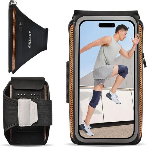 [Fits Up to 6.8'' Phone] Phone Holder for Running, Running Armband with Earphone Bag, 3D Design Waterproof Sports Arm Bands Cell Phone Holder with Key Slot for iPhone 16/14/13 Pro/Plus and S24/S21 in Saudi Arabia