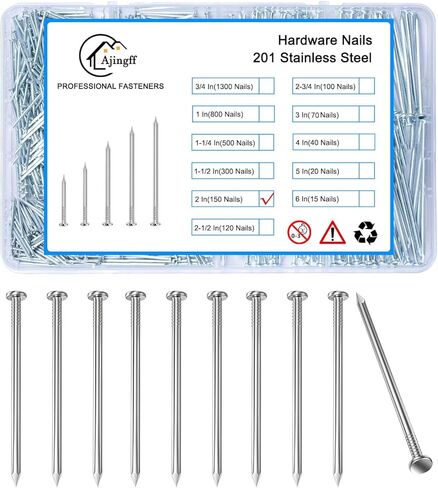 15PCS Stainless Steel Hardware Nails with Storage Box, 6Inch Flat Head Nails for Hanging Pictures and Woodworking, Picture Hanging Nails, Long Nails, Wall Nails, Wood Nails, Finishing Nails in Saudi Arabia