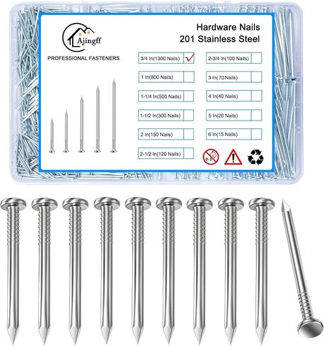 15PCS Stainless Steel Hardware Nails with Storage Box, 6Inch Flat Head Nails for Hanging Pictures and Woodworking, Picture Hanging Nails, Long Nails, Wall Nails, Wood Nails, Finishing Nails in Saudi Arabia