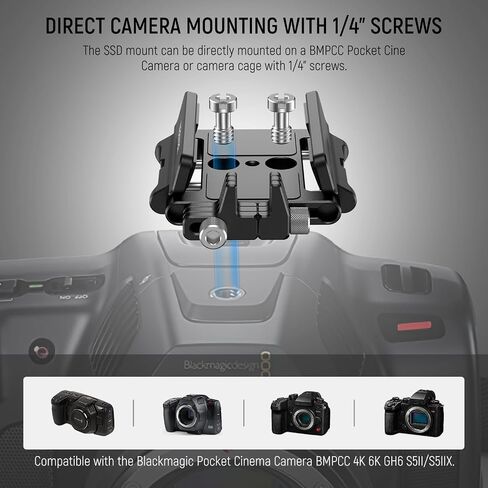 NEEWER Universal SSD Holder Mount Bracket with Cold Shoe/Cable Clamp, 1.6"-2.6" for T5 T7 T9 SSD, Compatible with SmallRig Cage for BMPCC 4K 6K, 15 Pro/15 Pro Max Phone Cage, UA059 in Kuwait