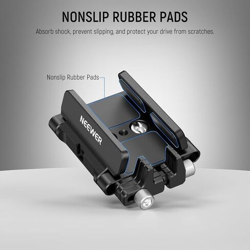 NEEWER Universal SSD Holder Mount Bracket with Cold Shoe/Cable Clamp, 1.6"-2.6" for T5 T7 T9 SSD, Compatible with SmallRig Cage for BMPCC 4K 6K, 15 Pro/15 Pro Max Phone Cage, UA059 in Kuwait